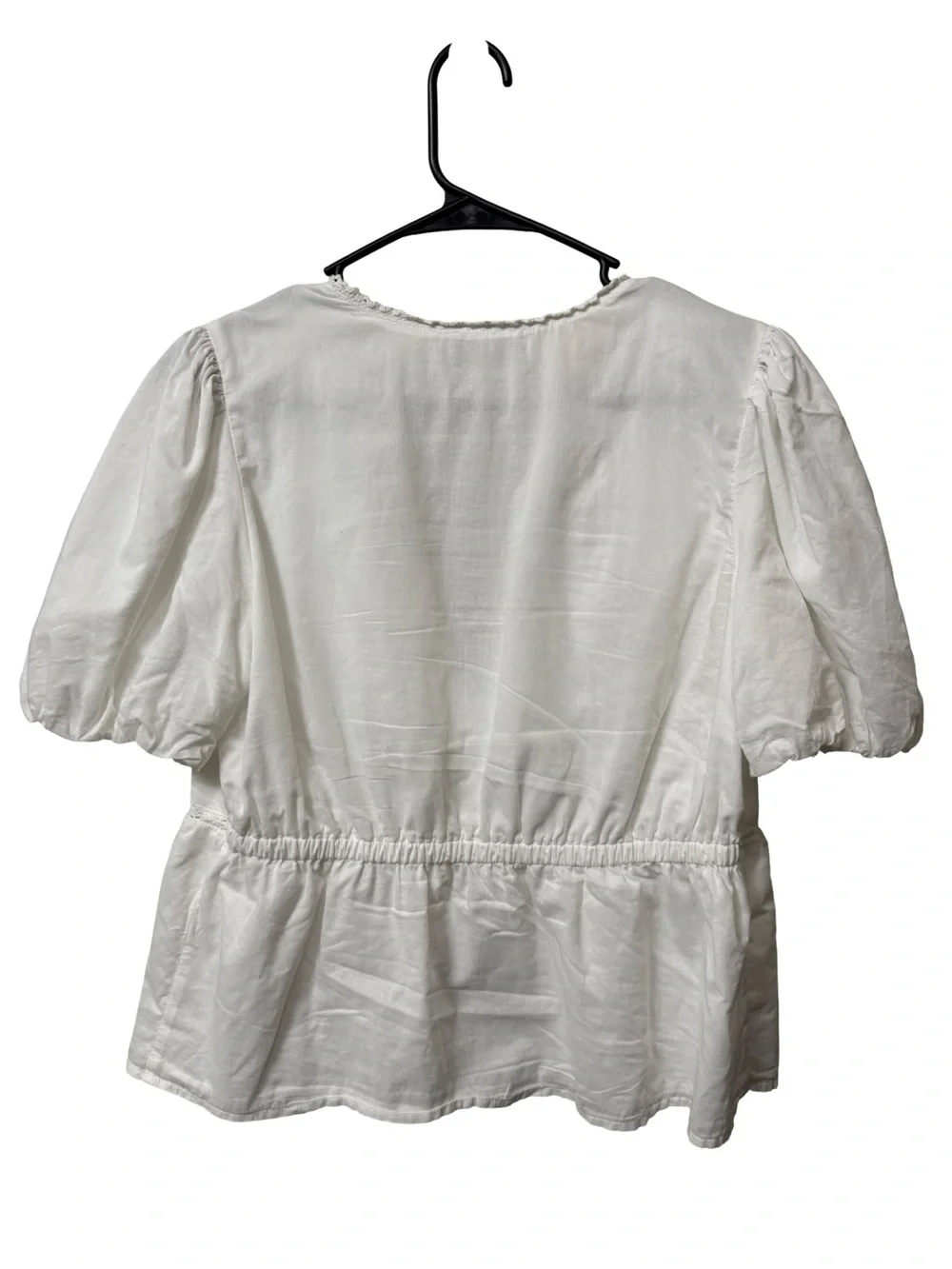 Abercrombie & Fitch White V-Neck Peasant Blouse